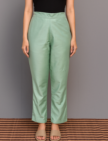 Mint Green Cotton Silk Pants
