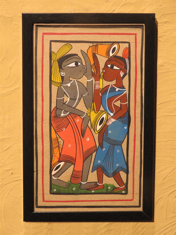 Tribal Couple Dance Patachitra Hand Painted Wall Art