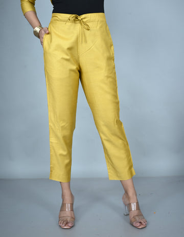 Yellow Silk Slub Pants