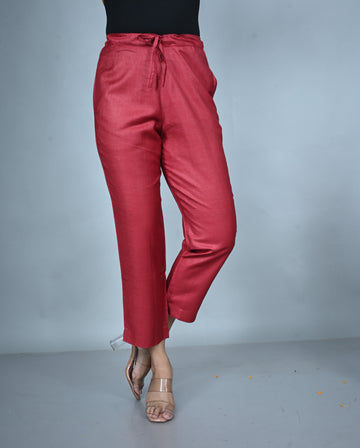 Red Silk Slub Pants