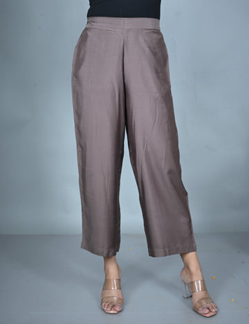 Mud Brown Silk Blend Pants