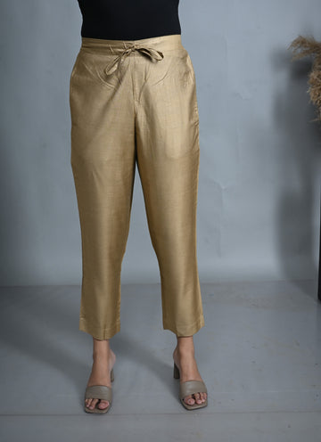 Gold Silk Slub Pants