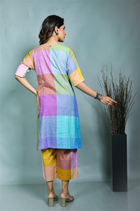 Purple-Blue Pastel Checks Handwoven Anti-fit Co-ord Set (set of 2)