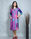 Pink-Purple Checks Handwoven Half & Half Front Open Kurta
