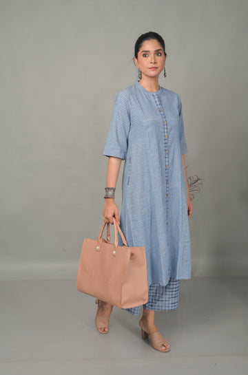 Blue Stripe Handwoven Co-ord Set (Set of 2)