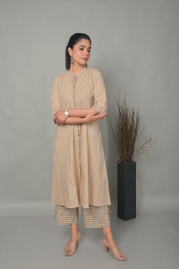 Beige Stripe Handwoven Co-ord Set (set of 2)