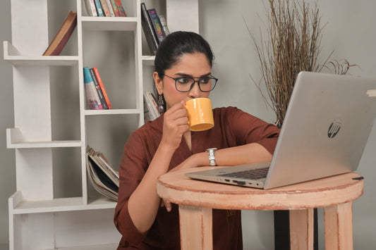 Brown Handwoven Geometric A-Line Co-ord set with Hand Embroidery Detailing (Set of 2)