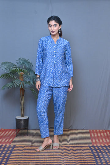 Blue Chanderi Co-ord Set