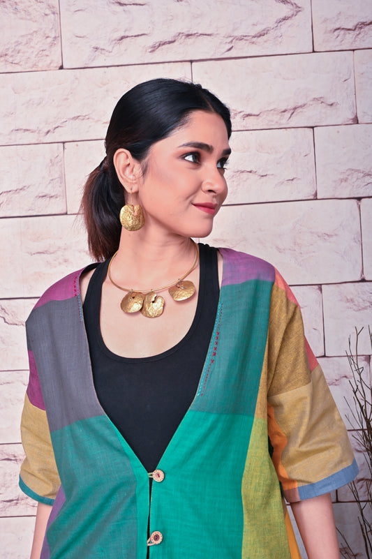 Multi Colour Handwoven Antifit Kimono Style Jacket