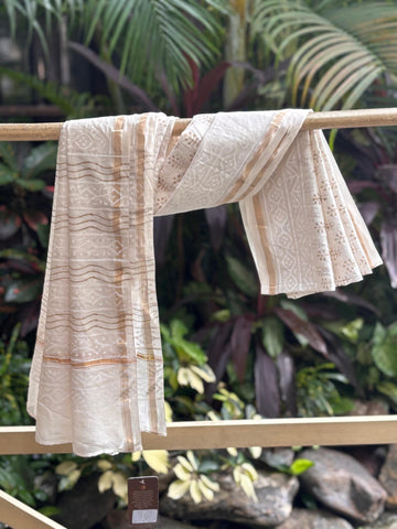Ivory Hand Block Printed Dupatta
