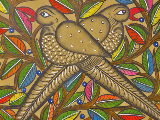 Bird Mela Patachitra Hand Painted Wall Art