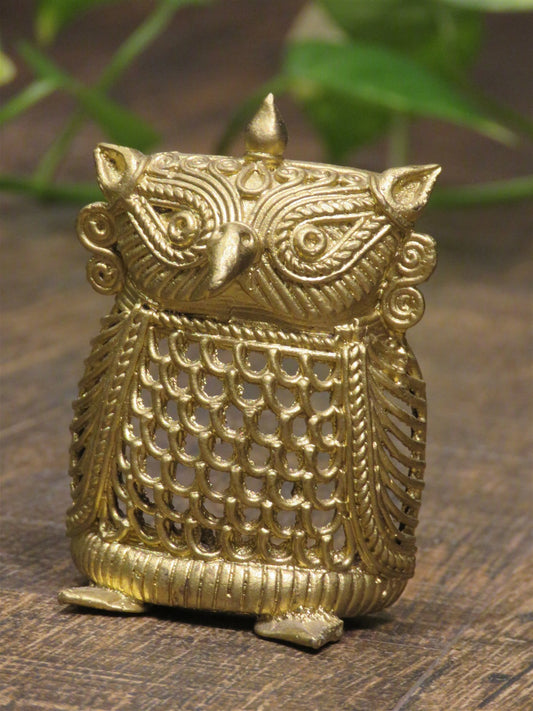 Brass Dhokra Craft Curio Golden Owl