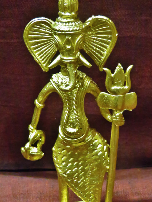 Dhokra Craft Curio Ganesha Standing With Trishul