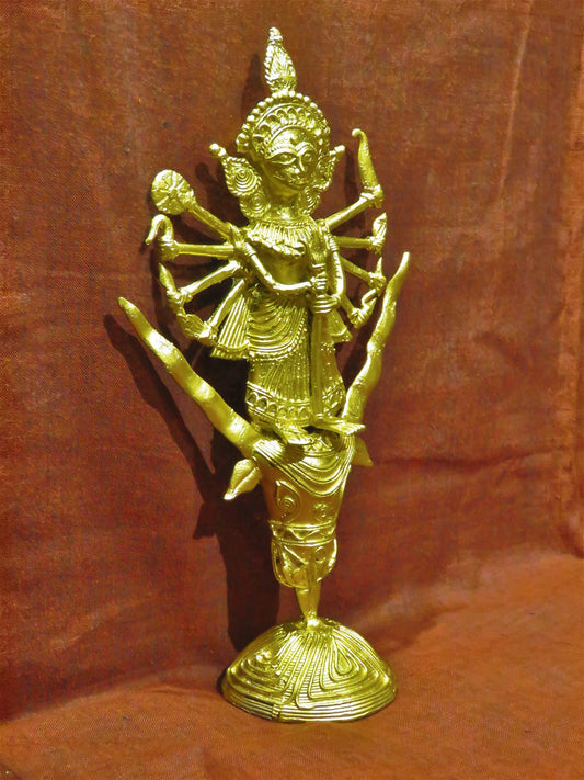 Brass Dhokra Craft Curio Durga Mahishasur Mardini