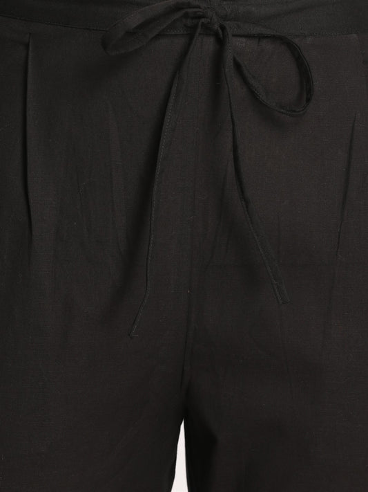 Black Regular Fit Cotton Pant