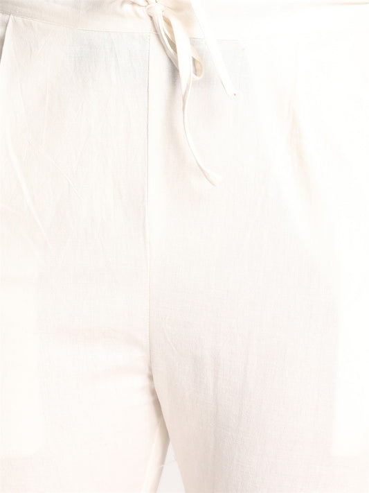 White Regular Fit Cotton Pant