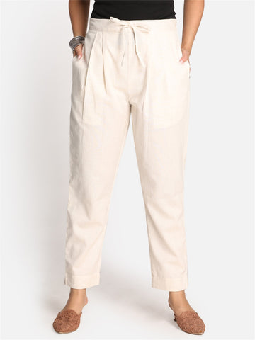 Off White Regular Fit Cotton Pant