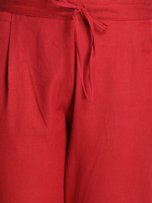 Brick Red Regular Fit Cotton Pants
