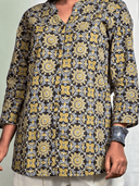 Mustard-Black Ajrakh Hand Block Printed Cotton Top