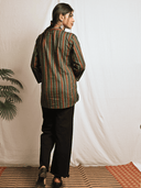Green Ajrakh Hand Block Printed Cotton Shirt Top