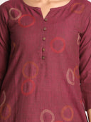 Purple Hand Embroidered Handloom Cotton Kurta