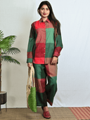 Red-Green Checks Handloom Cotton Co-ord Set (set of 2)