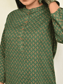 Green Ajrakh Hand Block Printed Cotton Top
