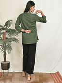 Green Ajrakh Hand Block Printed Cotton Top