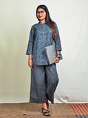 Indigo Ajrakh Hand Block Printed Cotton Top