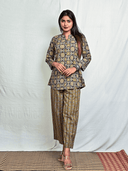 Mustard-Black Ajrakh Hand Block Printed Cotton Top