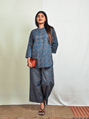 Indigo Ajrakh Hand Block Printed Cotton Top