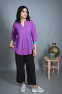 Purple Handloom Cotton Pleated Top