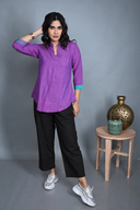 Purple Handloom Cotton Pleated Top