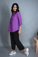 Purple Handloom Cotton Pleated Top