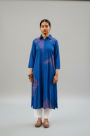 Blue Geometric Hand Embroidered Handloom Cotton Kurta Set (set of 2)