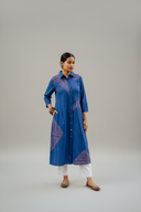 Blue Geometric Hand Embroidered Handloom Cotton Kurta Set (set of 2)