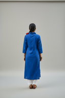 Blue Geometric Hand Embroidered Handloom Cotton Kurta Set (set of 2)