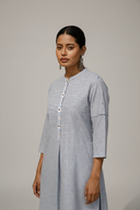 Blue Striped Cotton Pleated Kurta