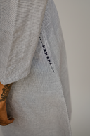 Blue Striped Cotton Pleated Kurta