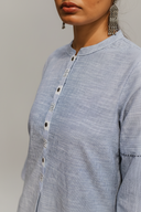Blue Striped Cotton Pleated Kurta Set (Set of 2)