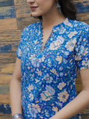 Blue Hand Block Printed Cotton Top