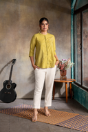 Lime Handloom Cotton Hand Embroidered Antifit Top