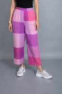 Pink-White Checks Handloom Cotton Pants