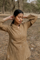 Mud Brown Hand Embroidered Cotton Top