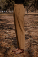 Mud Brown Cotton Straight Pants
