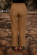 Mud Brown Cotton Straight Pants