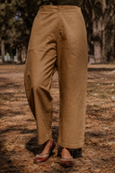 Mud Brown Cotton Flared Pants