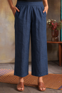 Indigo Handloom Cotton Flared Pants