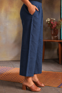 Indigo Handloom Cotton Flared Pants