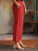 Rust Red Cotton Flared Pants